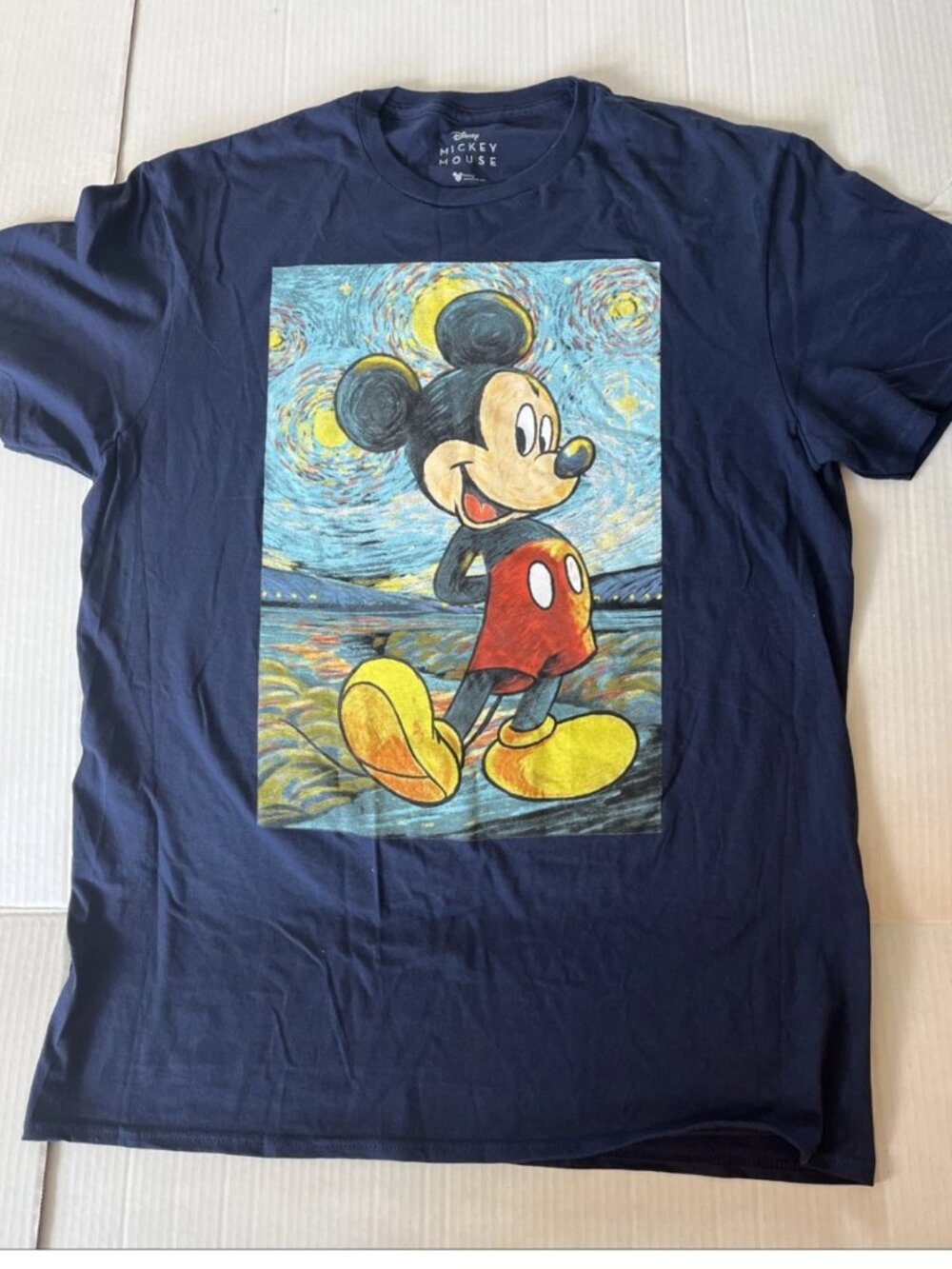 Disney Mickey Mouse Van Gogh Starry Night Graphic Tee Mens Large